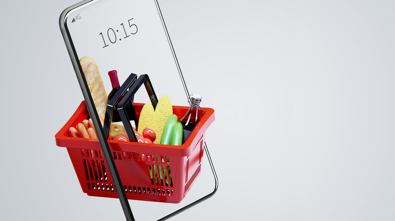 Grocery basket in transparent phone