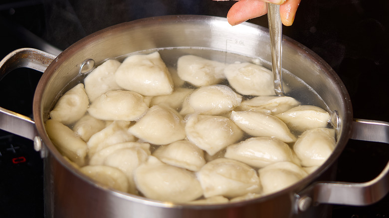 Dumplings being boiled