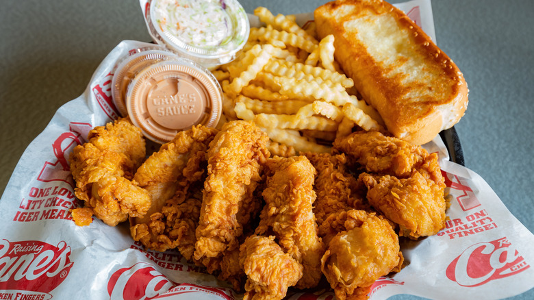 Chicken tender basket with fries and Cane's sauce