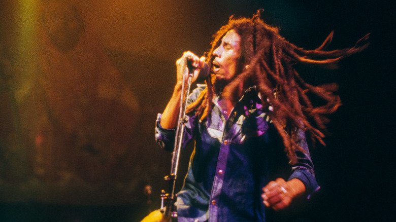 Bob Marley performing during a concert