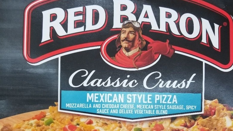 Close up of the Red Baron Mexican Style Pizza's box