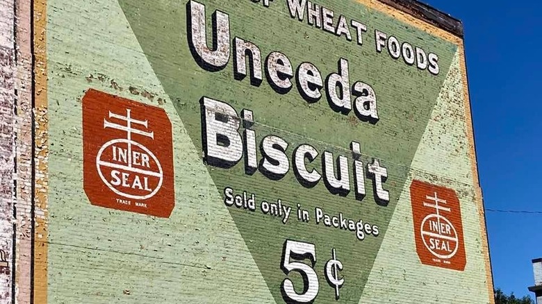 uneeda biscuit mural on brick wall