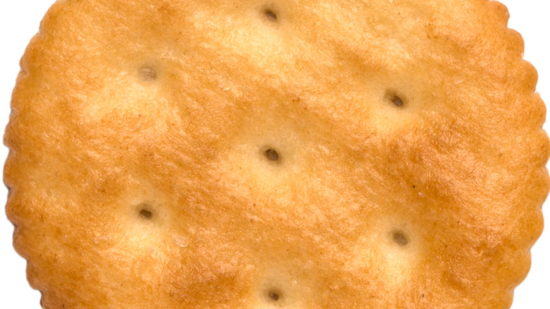 closeup of holes on ritz cracker