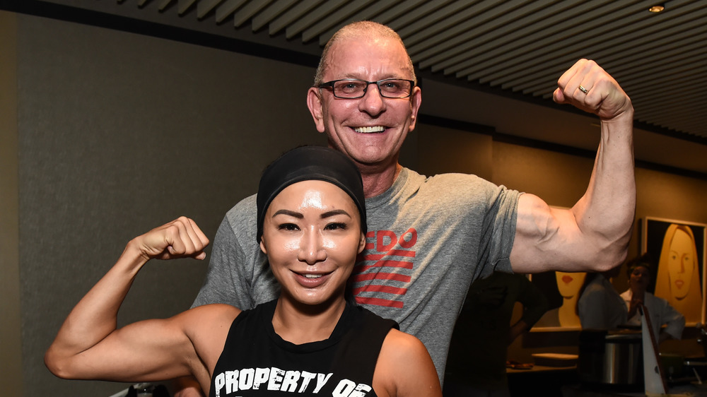 Gail Kim with husband Robert at the gym. 