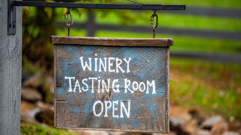 winery tasting room open sign