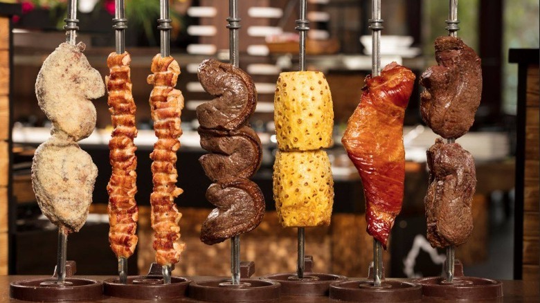 Grilled meat and pineapple at Rodizio Grill