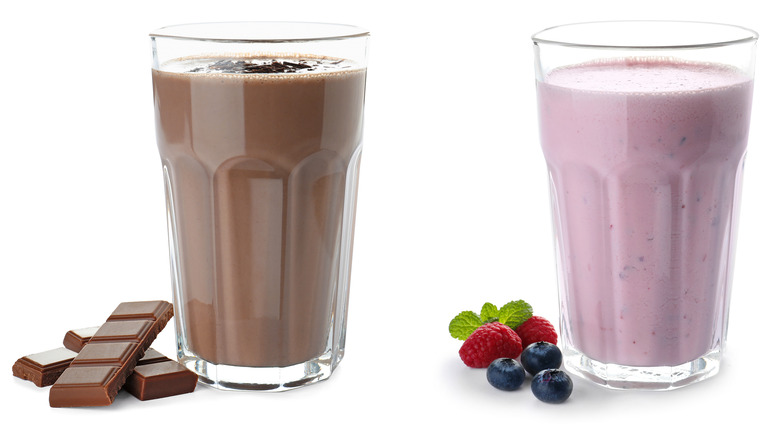 Chocolate and mixed berry protein shakes