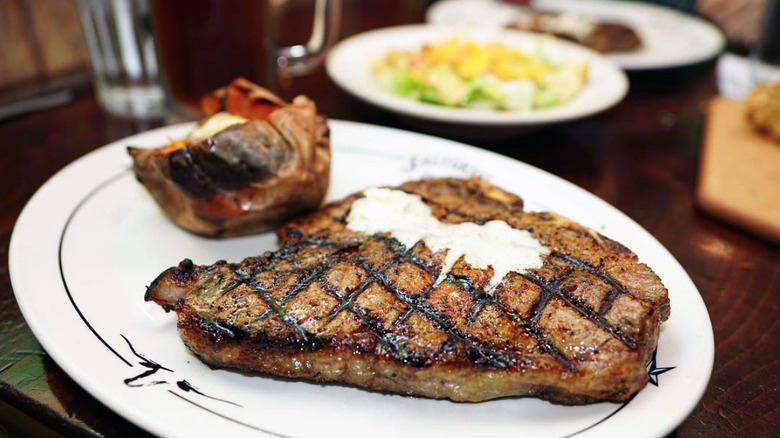 grilled steak at Saltgrass Steakhouse