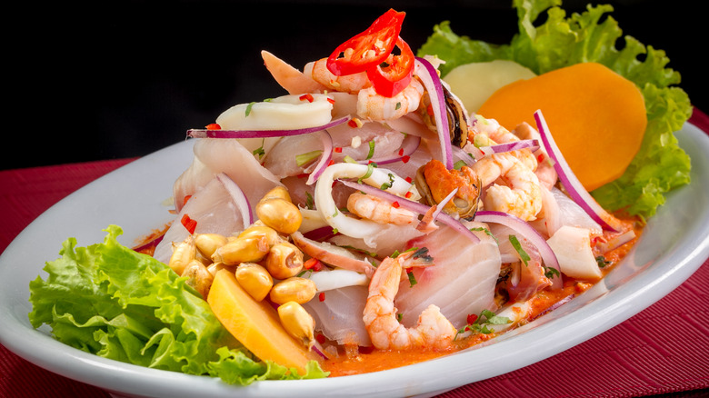 Colorful ceviche on a plate