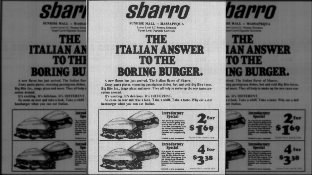 Sbarro sells burgers