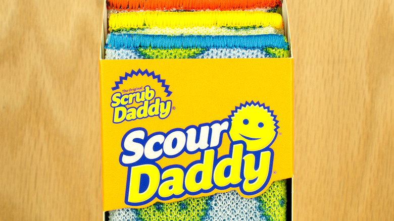 scour daddy yellow and blue sponge