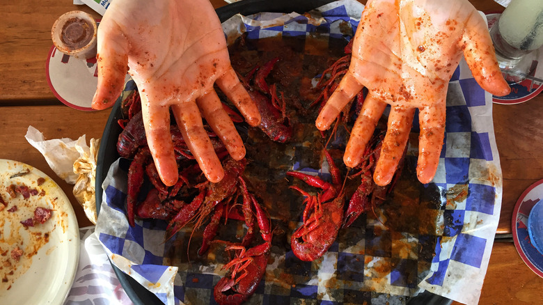 Hands covered in seasoning