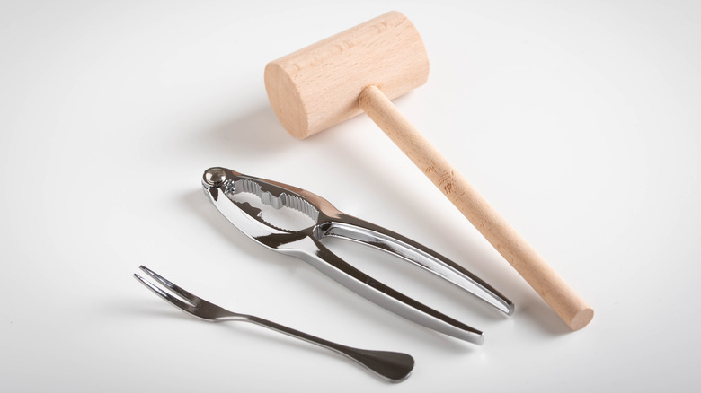 crab mallet, fork, and claw cracker