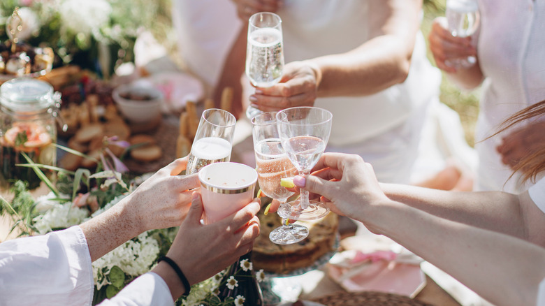 Toasting at a picnic