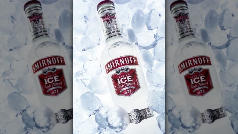 smirnoff ice bottle with ice cubes