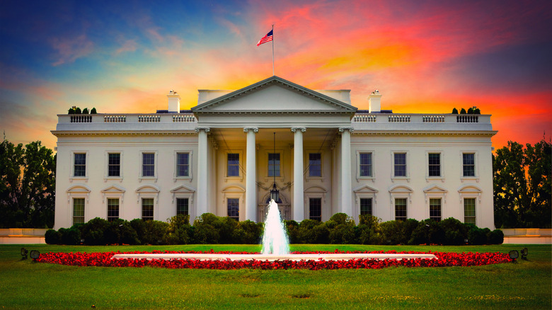 the white house at sunset