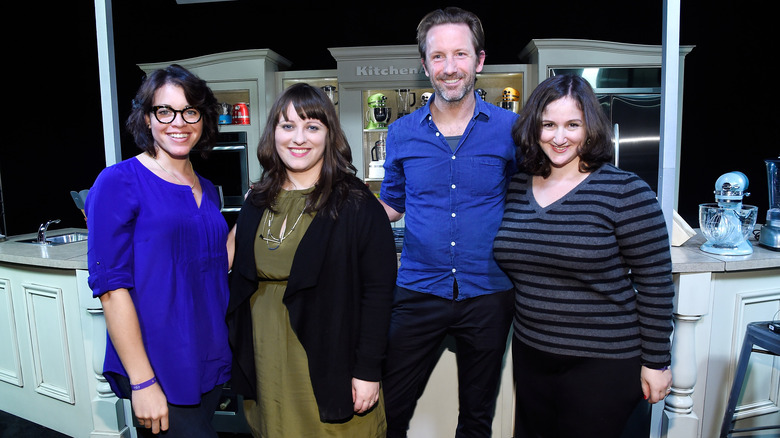 Perelman and other cookbook authors at a Food Network taping 