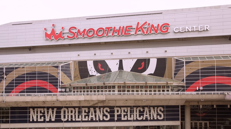 The Smoothie King Center next to the Mercedes-Benz Superdome