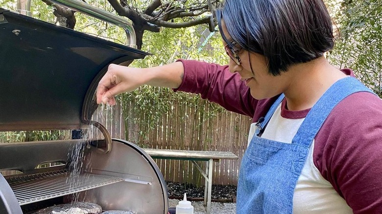 Sohla El-Waylly cooking on grill