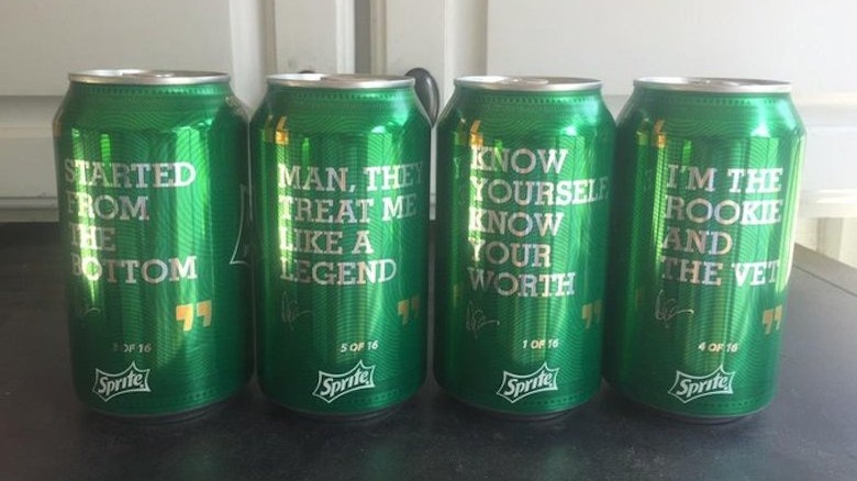 Sprite cans with rap lyrics