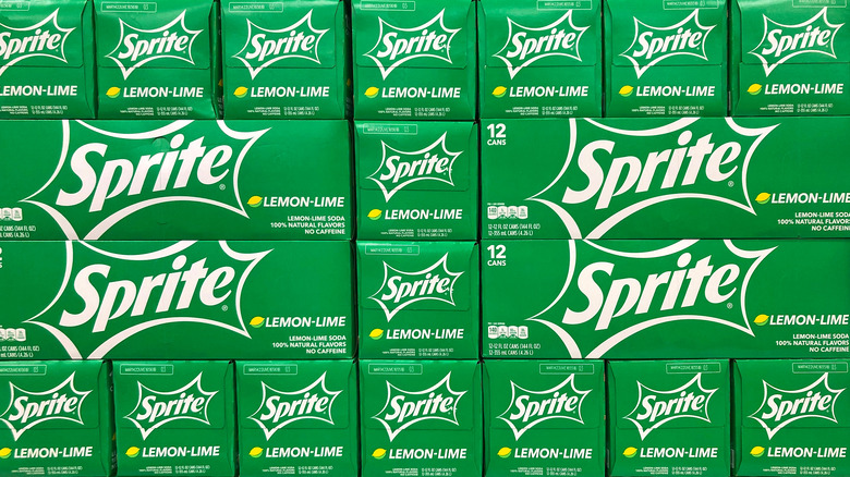 Boxes of canned Sprite