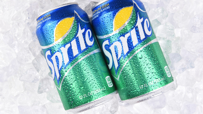 Cans of sprite on ice