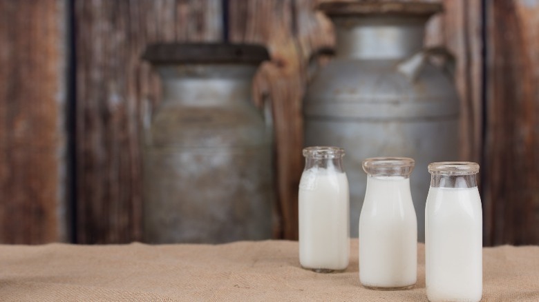 glass bottles of milk