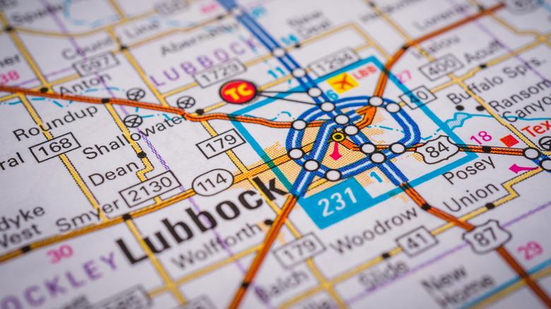 a map highlighting lubbock, texas