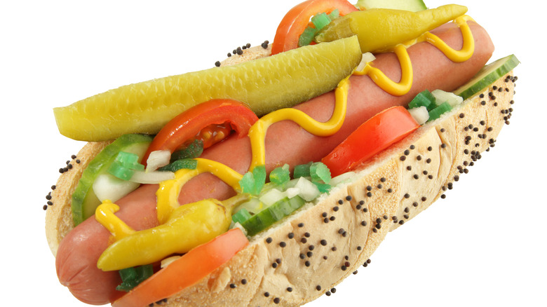 Traditional Chicago hot dog