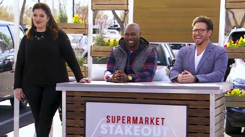 Alex Guarnaschelli and two judges on "Supermarket Stakeout"