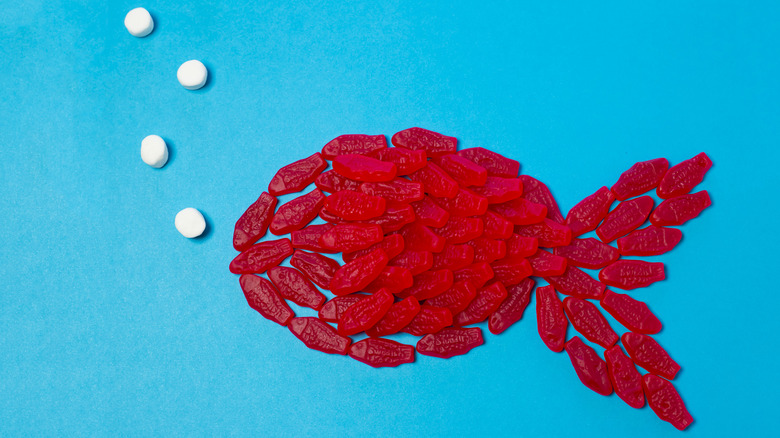 swedish fish arranged into fish shape