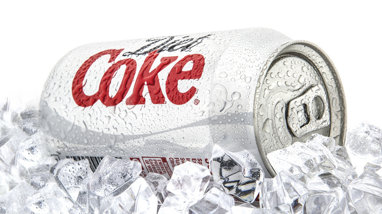 can of diet coke on ice