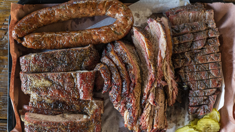 platter of smoked Texas barbecue