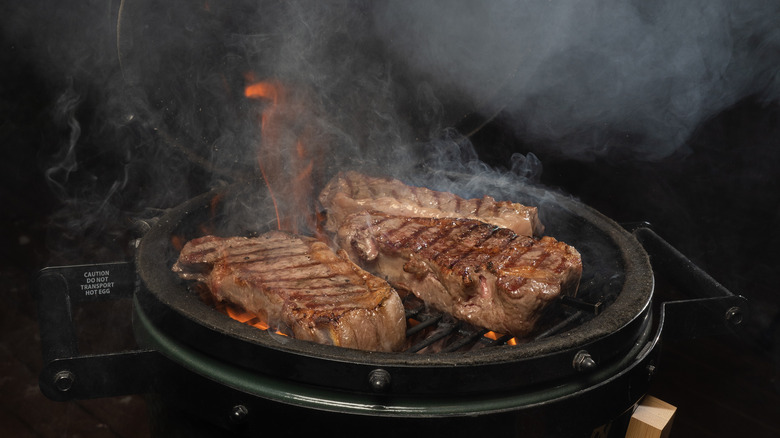 Steaks on a grill