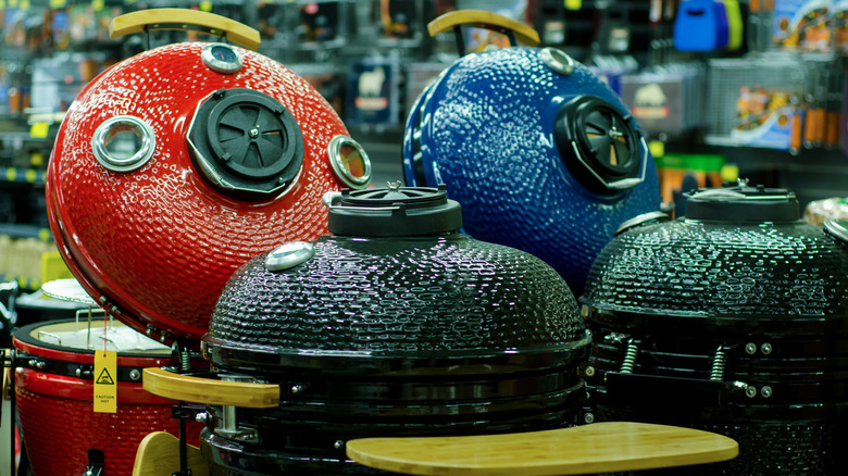 Kamado grills in a store