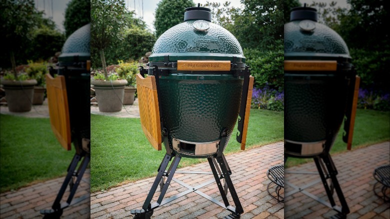 Big Green Egg in a yard