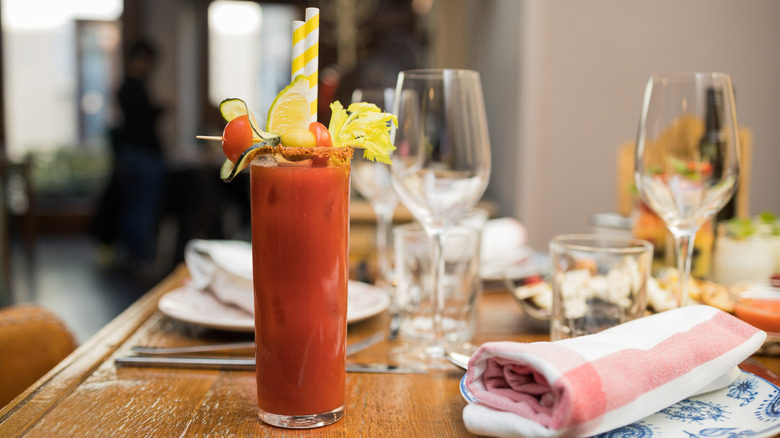 Bloody mary on table