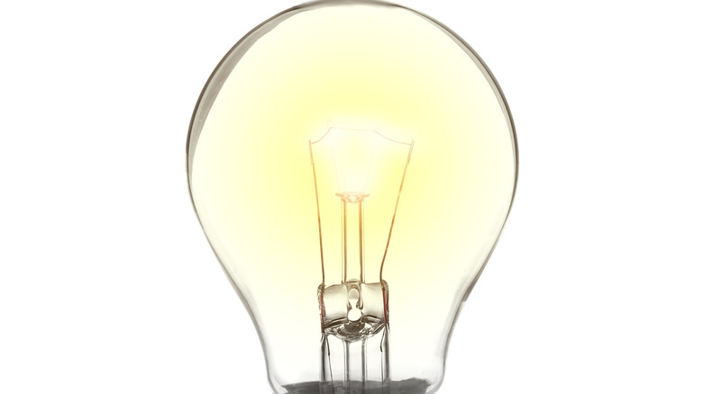 a lit light bulb