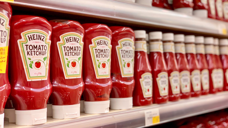 Bottles of Heinz ketchup 