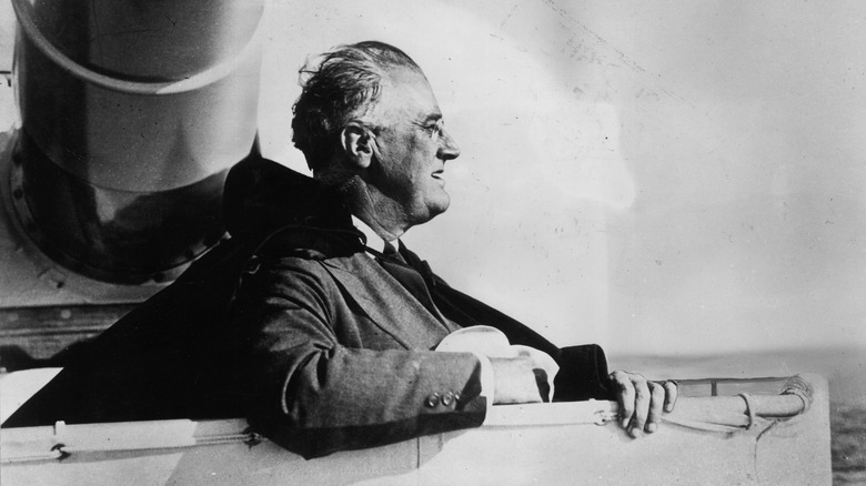 Franklin Delano Roosevelt on warship