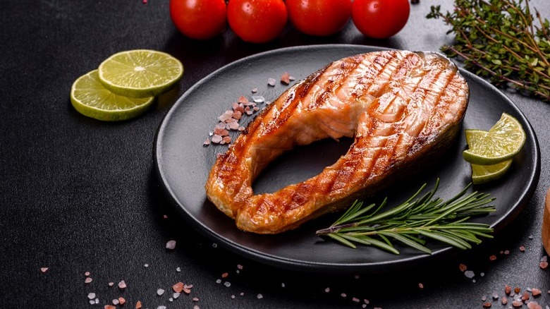 grilled salmon steak