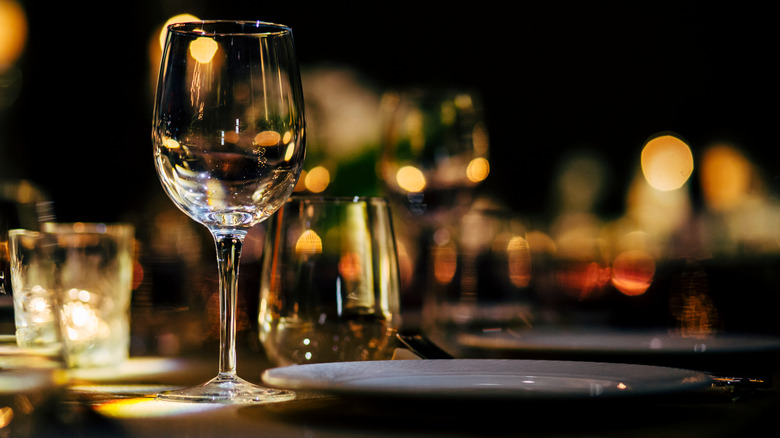 A table set with a wine glass