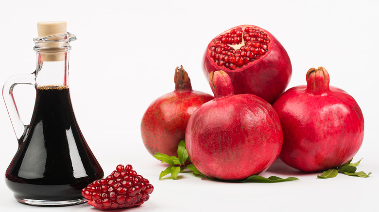 pomegranate syrup and seeds