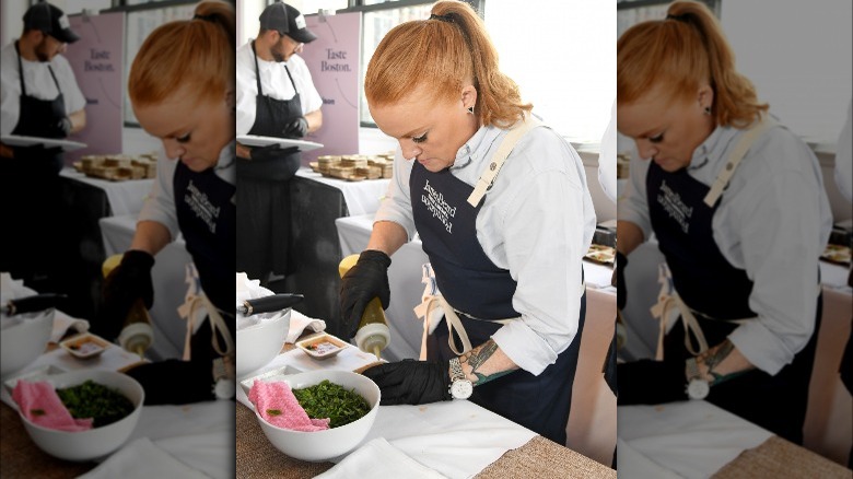 Chef Tiffani Faison preparing a dish