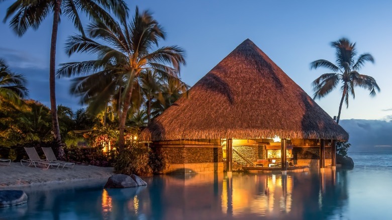 Tiki hotel on the beach