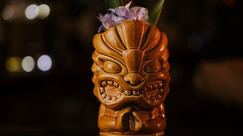 wooden tiki bar cocktail mug