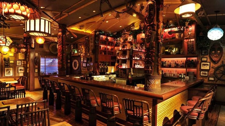 inside of Trader Sam's tiki bar