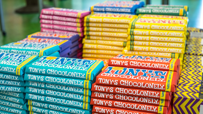 Stacks of chocolate bars