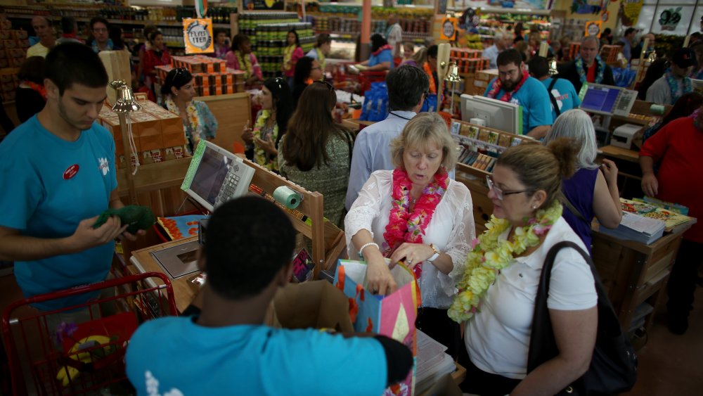 Shoppers at the Trader Joe's checkout line