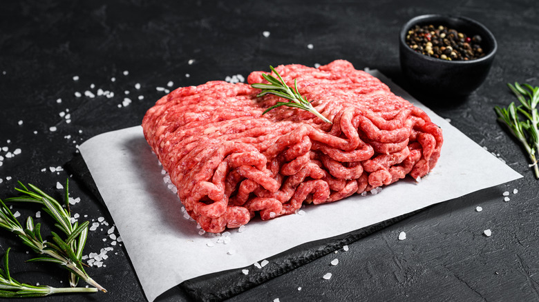 raw ground beef with seasonings